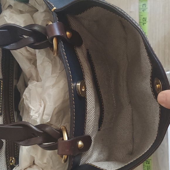 Dooney & Bourke Navy Large Zip Barlow Florentine Leather - Picture 9 of 15